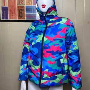 Colorful Unisex Camo puffer coat
